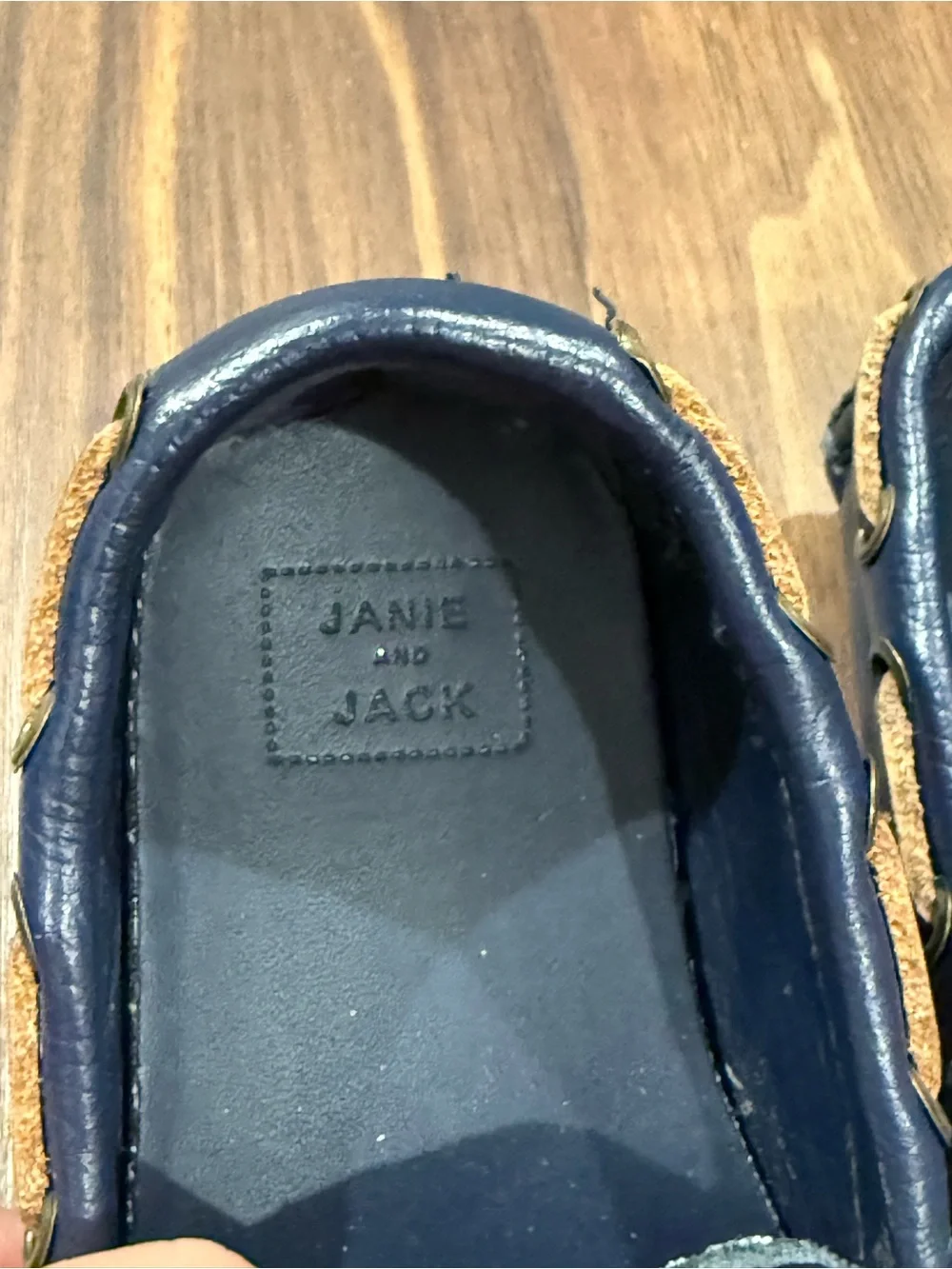 Janie and Jack Navy Leather Slip-On Loafers